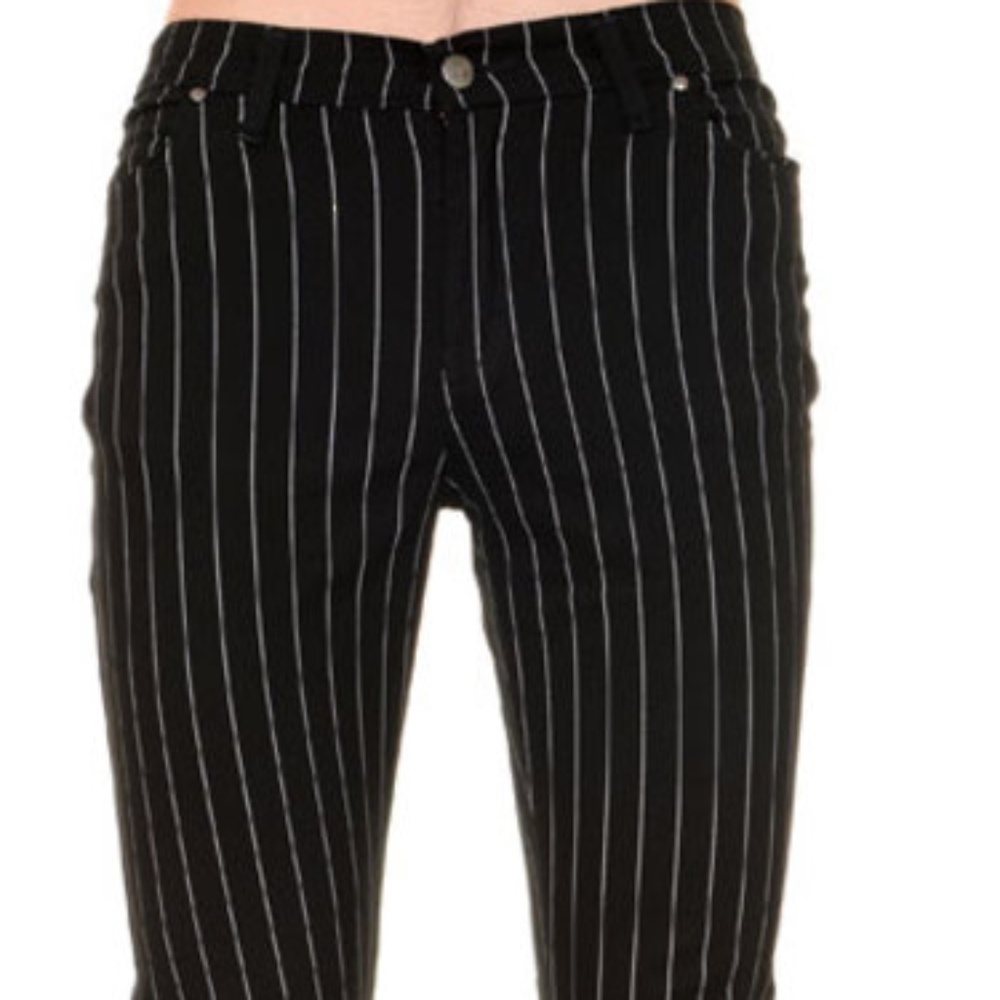 Run & Fly Black and White Pinstripe Pants